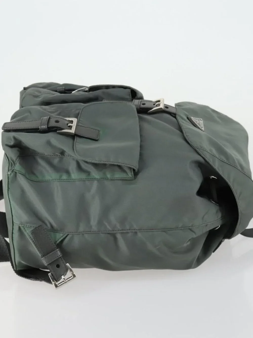 PRADA Backpack Nylon Green Silver Auth 157248